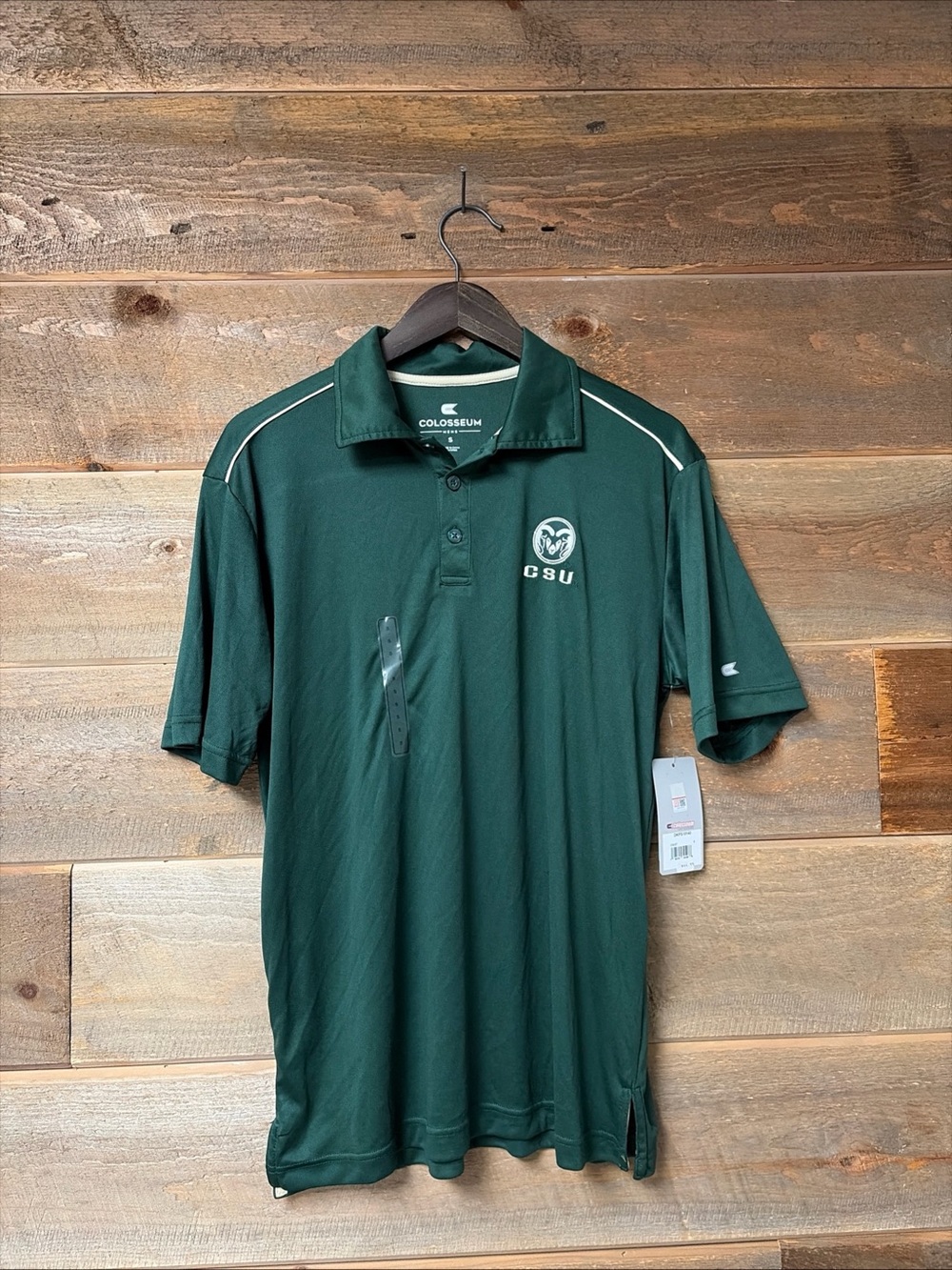 Colosseum Athletics Colorado State Rams Polo Shirt Men's S Green Logo Flaw